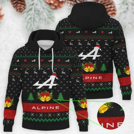 Xmas Pattern Alpine Formula 1 - Knitted Hoodie BLVAF12209250A29ALP - Race Day Design