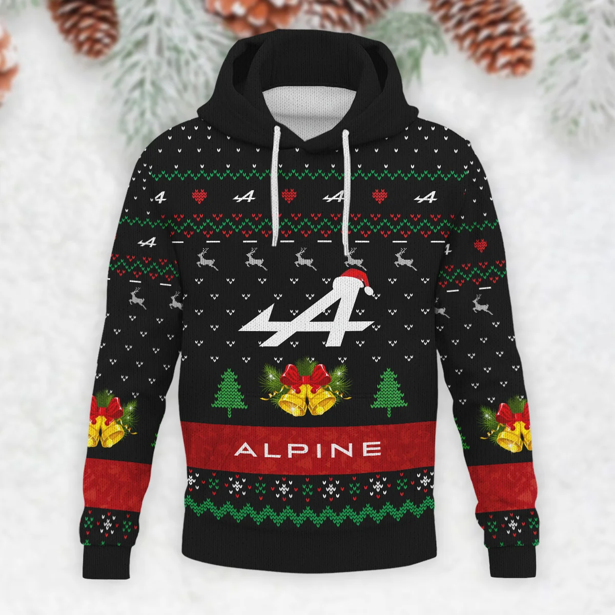 Xmas Pattern Alpine Formula 1 - Knitted Hoodie BLVAF12209250A29ALP - Image 2