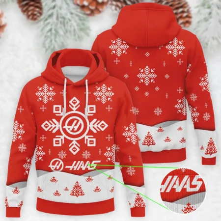 Xmas Pattern Haas Formula 1 - Knitted Hoodie BLVAF12209250A26HAAS - Motorsport Lifestyle Wear