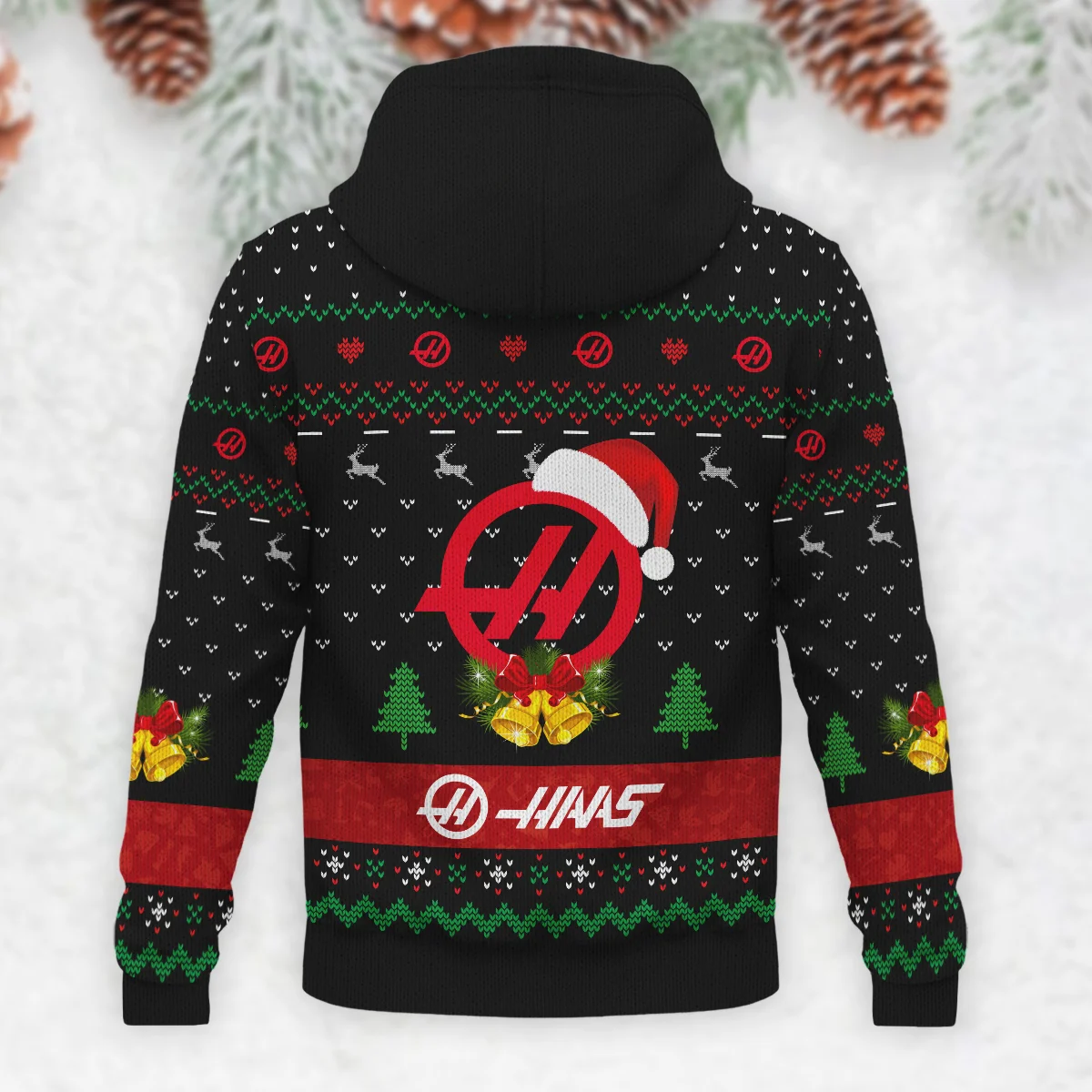 Xmas Pattern Haas Formula 1 - Knitted Hoodie BLVAF12209250A29HAAS - Image 3