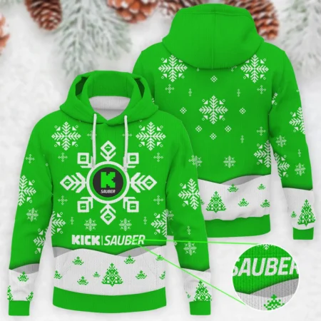 Xmas Pattern Kick Sauber Formula 1 - Knitted Hoodie BLVAF12209250A26KS - Race Day Outfit