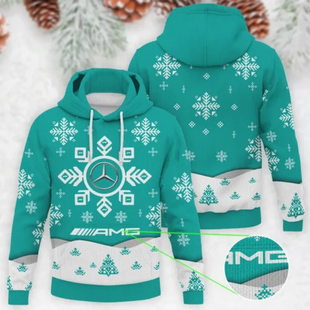 Xmas Pattern Mercedes Formula 1 - Knitted Hoodie BLVAF12209250A26MER - Motorsport Lifestyle Wear