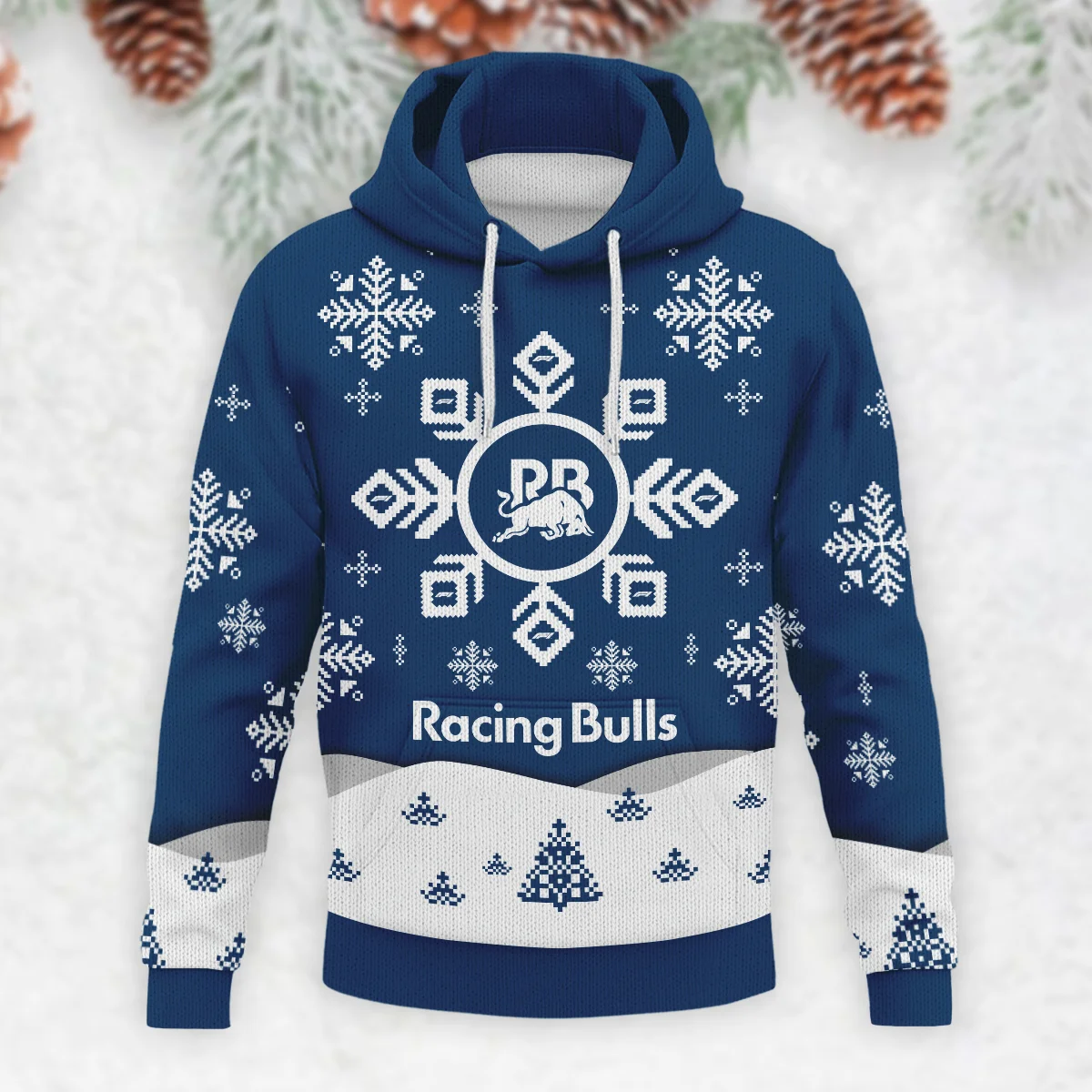 Xmas Pattern Racing Bulls Formula 1 - Knitted Hoodie BLVAF12209250A26RAC - Image 2