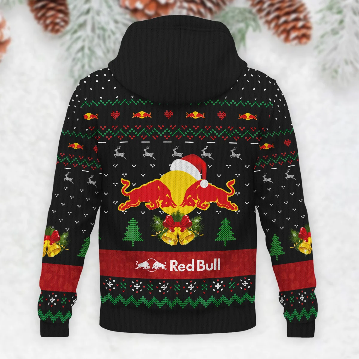 Xmas Pattern Red Bull Racing Formula 1 - Knitted Hoodie BLVAF12209250A29RBR - Image 3