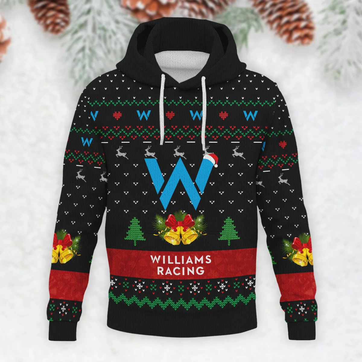 Xmas Pattern Williams Formula 1 - Knitted Hoodie BLVAF12209250A29WIL - Image 2