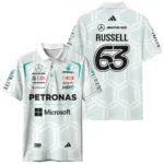 2026 George Russell Mercedes F1 Teamwear Polo Shirt BLGR30326A2PL - White - Pit Lane Clothing