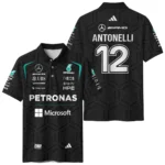 2026 Kimi Antonelli Mercedes F1 Teamwear Polo Shirt BLKA29326A1PL - Black - Race Day Design