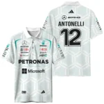 2026 Kimi Antonelli Mercedes F1 Teamwear Polo Shirt BLKA29326A2PL - White - Motorsport Apparel
