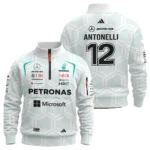 2026 Kimi Antonelli Mercedes F1 Teamwear Sweatshirt Zipper BLKA29326A2SHZ - White - Race Day Outfit