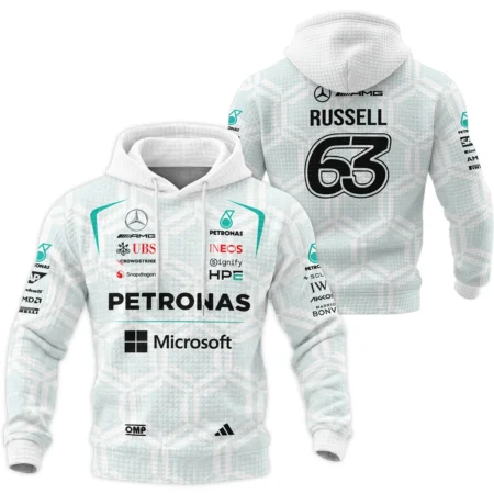 2026 George Russell Mercedes F1 Teamwear Hoodie Quilted Waffle BLGR30326A2HQW - White