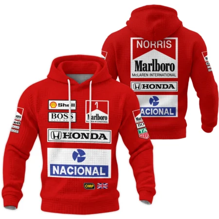 From 1988 to 2026 Lando Norris McLaren F1 Golden Era Hoodie Quilted Waffle BLNR3426A1HQW