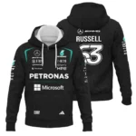 2026 George Russell Mercedes F1 Teamwear Zipper Hoodie BLGR30326A1ZHD - Black - Pit Lane Clothing