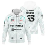 2026 George Russell Mercedes F1 Teamwear Zipper Hoodie BLGR30326A2ZHD - White - Motorsport Lifestyle Wear