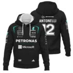 2026 Kimi Antonelli Mercedes F1 Teamwear Zipper Hoodie BLKA29326A1ZHD - Black - Motorsport Apparel