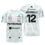 2026 Kimi Antonelli Mercedes F1 Teamwear T-Shirt BLKA29326A2TS - White - Pit Lane Clothing