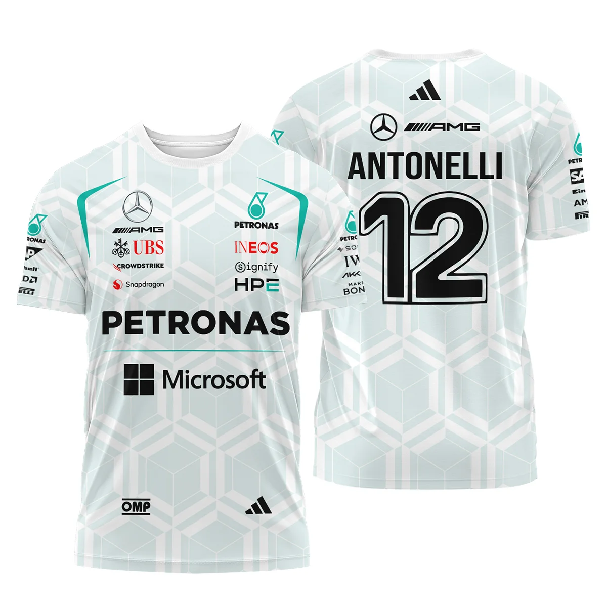 2026 Kimi Antonelli Mercedes F1 Teamwear T-Shirt BLKA29326A2TS - White - Pit Lane Clothing