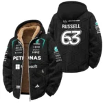 2026 George Russell Mercedes F1 Teamwear Winter Fleece Jacket BLGR30326A1WFJ - Black - Race Day Outfit