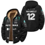 2026 Kimi Antonelli Mercedes F1 Teamwear Winter Fleece Jacket BLKA29326A1WFJ - Black - Motorsport Lifestyle Wear
