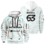 2026 George Russell Mercedes F1 Teamwear Hoodie Half Zip BLGR30326A2HDF - White - Motorsport Apparel