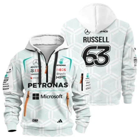 2026 George Russell Mercedes F1 Teamwear Hoodie Half Zip BLGR30326A2HDF - White