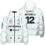 2026 Kimi Antonelli Mercedes F1 Teamwear Down & Puffer Jackets BLKA29326A2HCJ - White