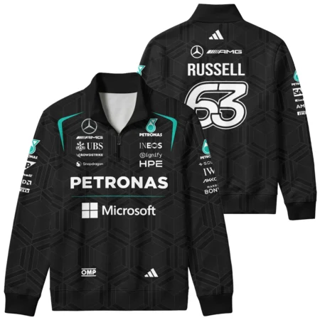 2026 George Russell Mercedes F1 Teamwear Quarter Zip Sweatshirt BLGR30326A1QZS - Black