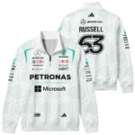 2026 George Russell Mercedes F1 Teamwear Quarter Zip Sweatshirt BLGR30326A2QZS - White - Race Day Design