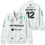 2026 Kimi Antonelli Mercedes F1 Teamwear Quarter Zip Sweatshirt BLKA29326A2QZS - White - F1 Fan Gear