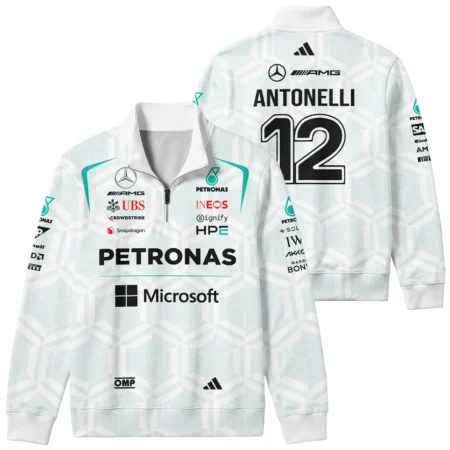 2026 Kimi Antonelli Mercedes F1 Teamwear Quarter Zip Sweatshirt BLKA29326A2QZS - White