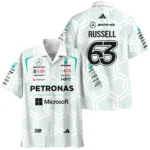2026 George Russell Mercedes F1 Teamwear Hawaiian Shirt BLGR30326A2HW - White - Formula Racing Apparel