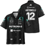 2026 Kimi Antonelli Mercedes F1 Teamwear Hawaiian Shirt BLKA29326A1HW - Black - Motorsport Lifestyle Wear