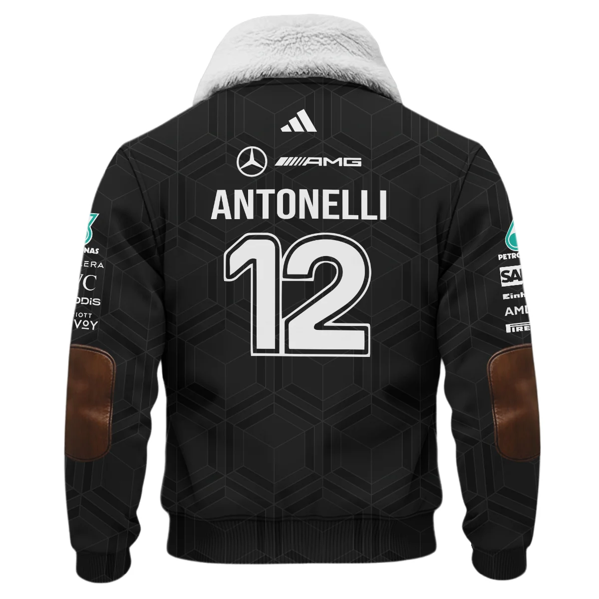 2026 Kimi Antonelli Mercedes F1 Teamwear Fleece Jacket BLKA29326A1FJ - Black - Formula Racing Apparel - Image 3