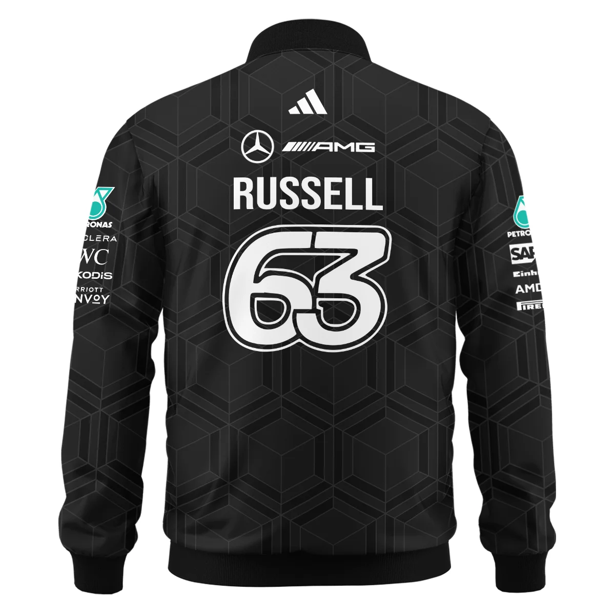 2026 George Russell Mercedes F1 Teamwear Bomber BLGR30326A1BB - Black - Image 3