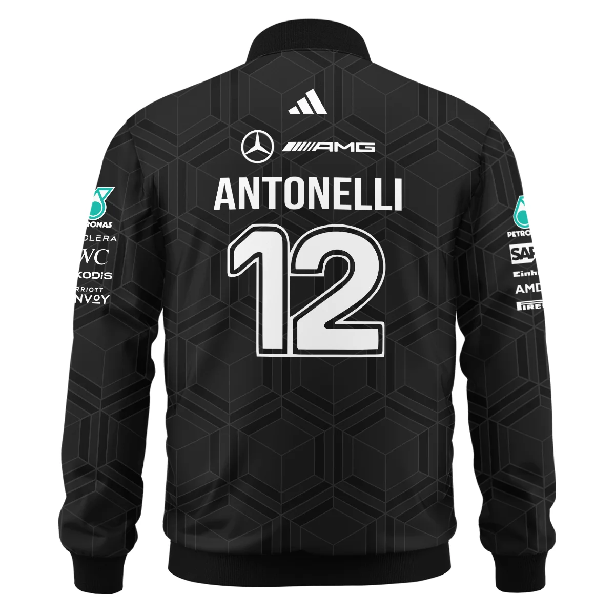2026 Kimi Antonelli Mercedes F1 Teamwear Bomber BLKA29326A1BB - Black - Image 3