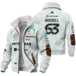 2026 George Russell Mercedes F1 Teamwear Fleece Jacket BLGR30326A2FJ - White - Trackside Outfit