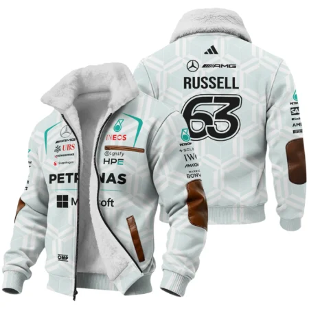 2026 George Russell Mercedes F1 Teamwear Fleece Jacket BLGR30326A2FJ - White