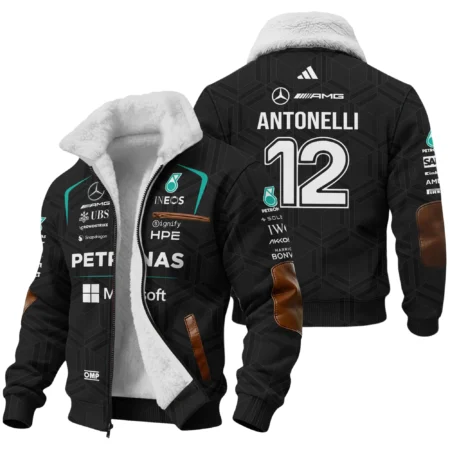 2026 Kimi Antonelli Mercedes F1 Teamwear Fleece Jacket BLKA29326A1FJ - Black