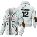 2026 Kimi Antonelli Mercedes F1 Teamwear Fleece Jacket BLKA29326A2FJ - White