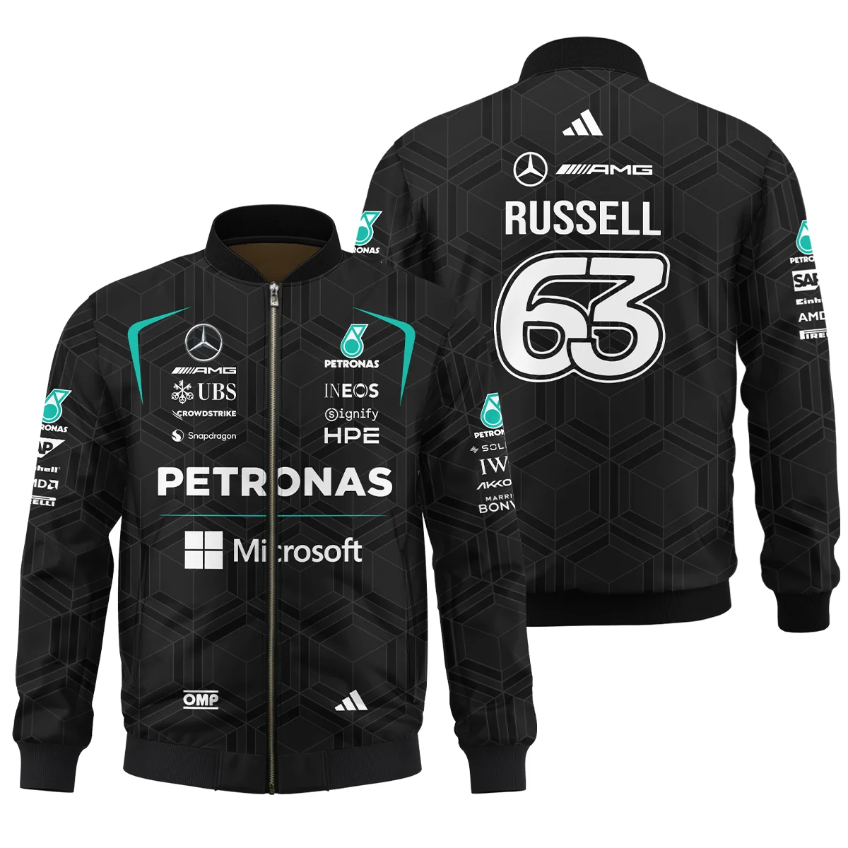 2026 George Russell Mercedes F1 Teamwear Bomber BLGR30326A1BB - Black