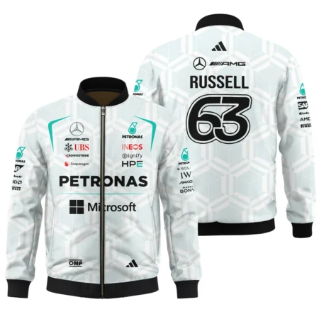 2026 George Russell Mercedes F1 Teamwear Bomber BLGR30326A2BB - White