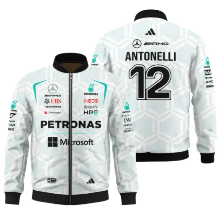 2026 Kimi Antonelli Mercedes F1 Teamwear Bomber BLKA29326A2BB - White