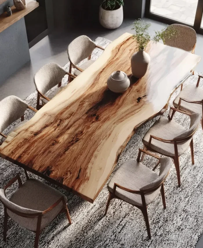 Solid Wood Live Edge Dining Table Handmade Slab Kitchen Centerpiece