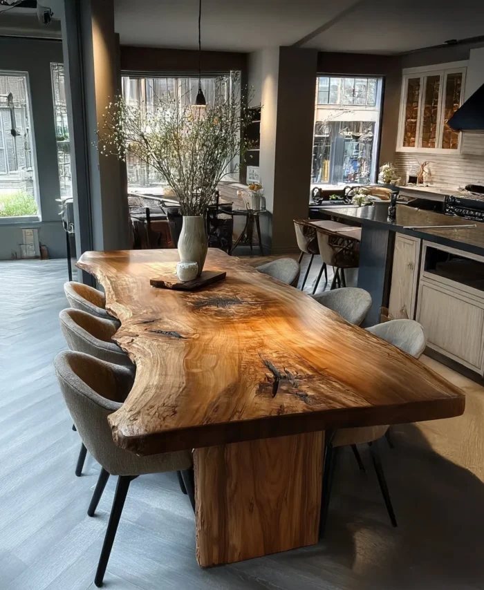 Custom Walnut Live Edge Dining Table Handmade Solid Wood
