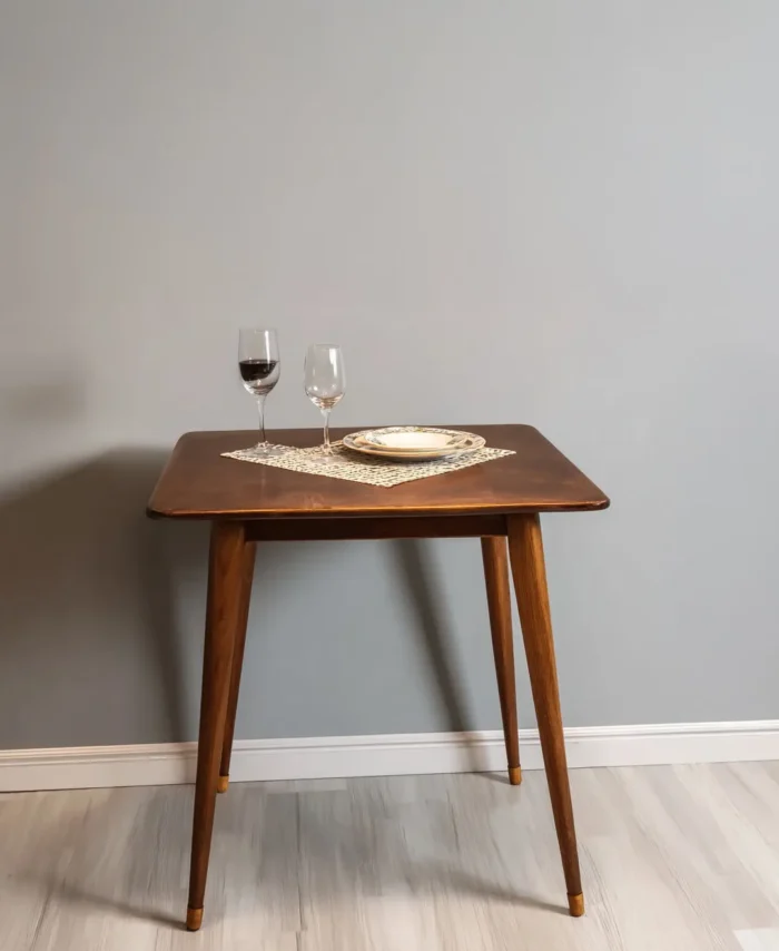 Square Dining Table Dark Walnut Wood for Small Spaces Two to Four Seats