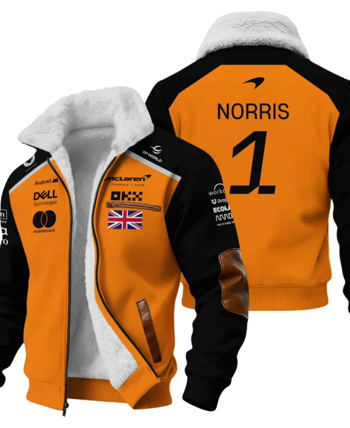 #1 2026 Lando Norris McLaren F1 Team For Fans Fleece Jacket BLNR3126A1FJ