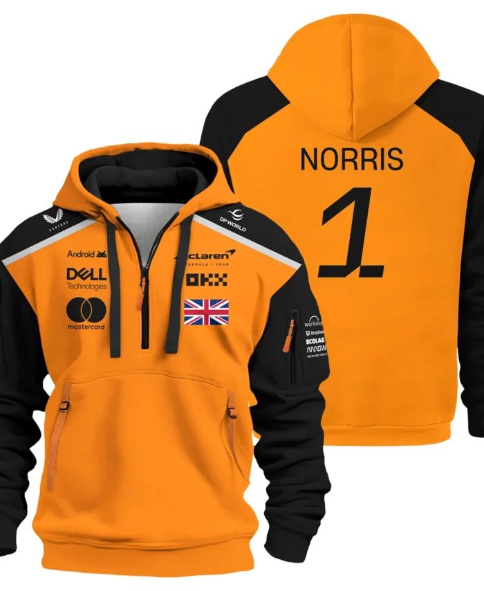 #1 2026 Lando Norris McLaren F1 Team For Fans Hoodie Half Zip BLNR3126A1HDF