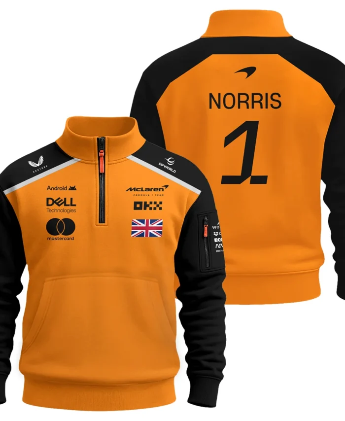 #1 2026 Lando Norris McLaren F1 Team For Fans Sweatshirt Zipper BLNR3126A1SHZ
