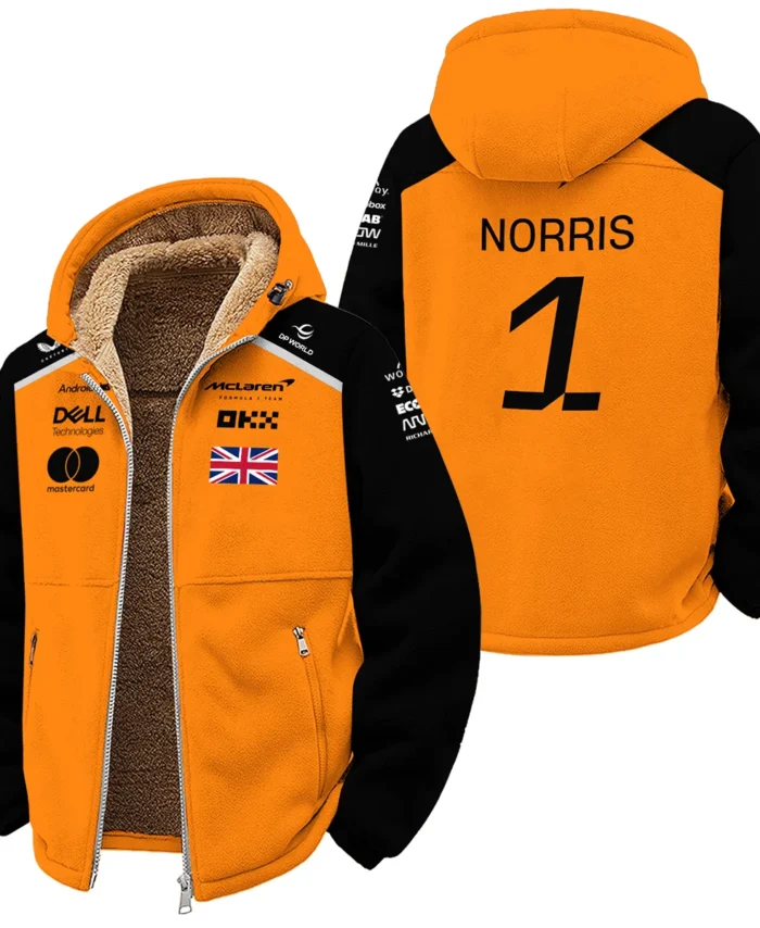 #1 2026 Lando Norris McLaren F1 Team For Fans Winter Fleece Jacket BLNR3126A1WFJ
