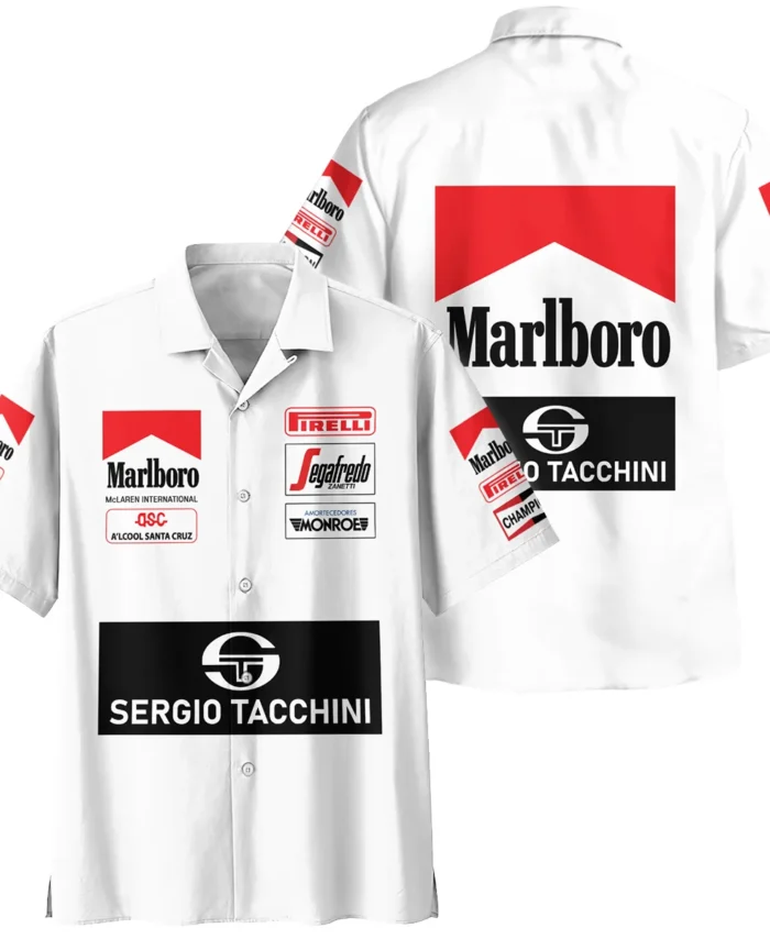 1984 Ayrton Senna Sergio Tacchini Toleman F1 Promotional Team Hawaiian Shirt BL3725A7HW