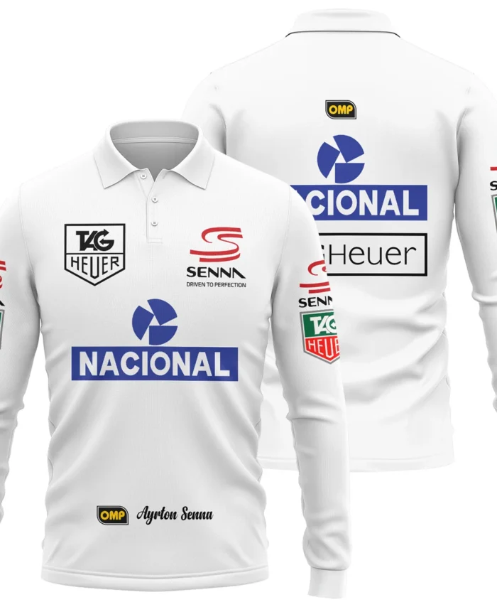 1985 Ayrton Senna John Player Special Lotus F1 Racing Team Long Polo Shirt BL3725A3LPL